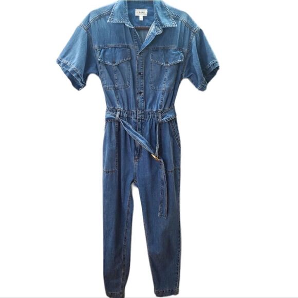 Frame Arie Denim Jumpsuit Size X Small Tall Petite - Picture 11 of 14